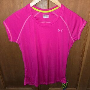 Under Armour Women's Active T-Shirt Dark Pink Short Sleeves Size M Semi-Fitted